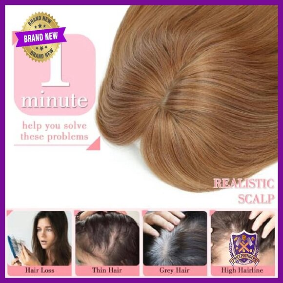 18in Synthetic Hair Topper with Bangs Large Base Clip-in Wiglet